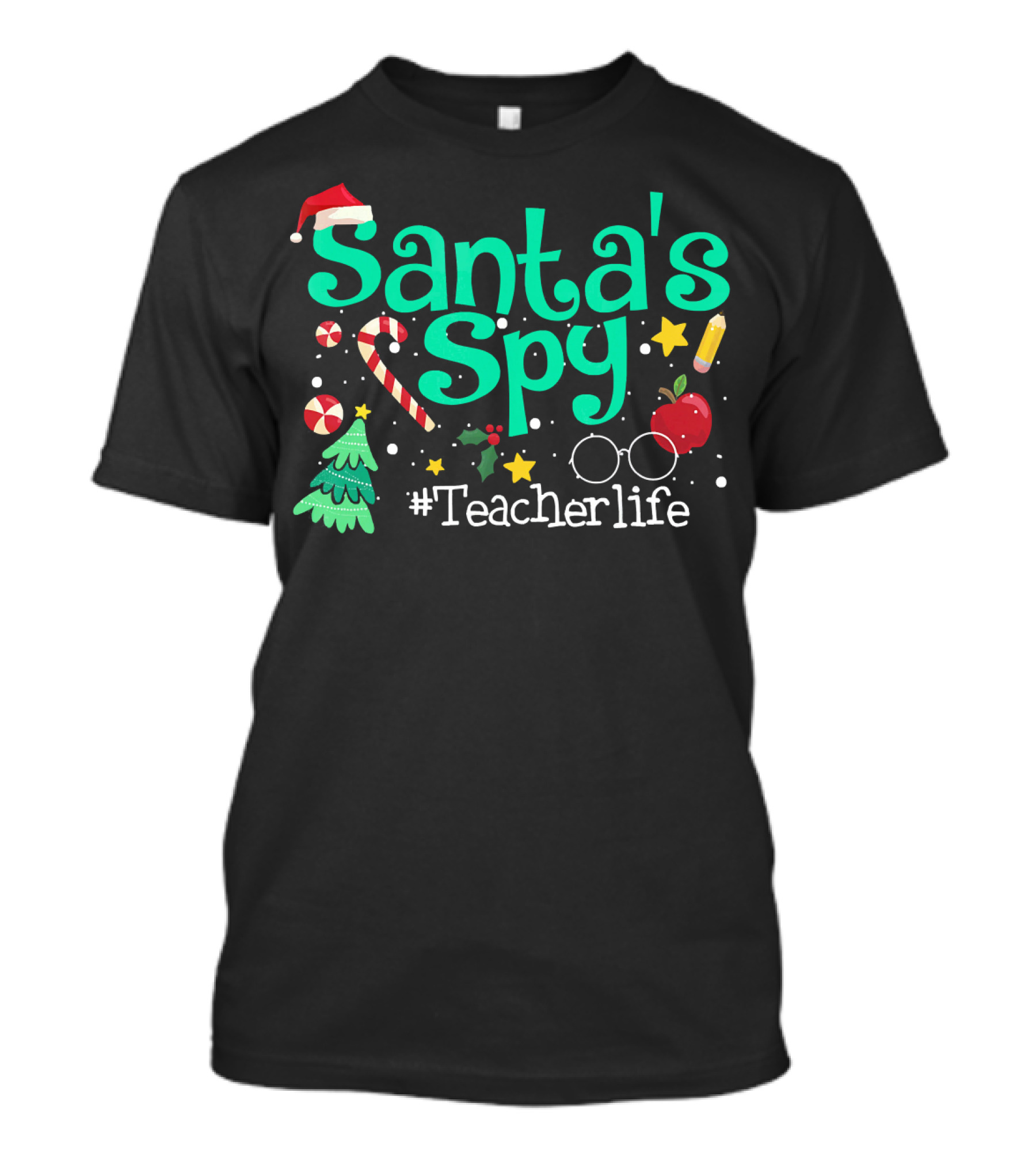Santa's Spy #Teacherlife Christmas Icons T-Shirt