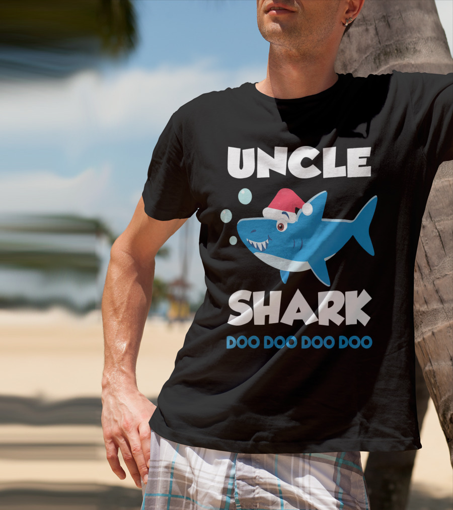 Uncle Shark Doo Doo Doo Doo Christmas Shark Santa Hat T-Shirt