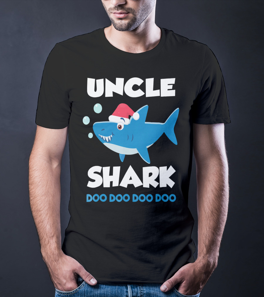 Uncle Shark Doo Doo Doo Doo Christmas Shark Santa Hat T-Shirt