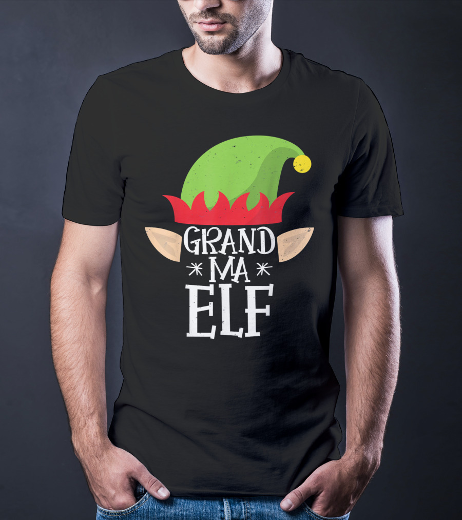 Grandma Elf Funny Christmas Family Match Hat Ears Holiday T-Shirt