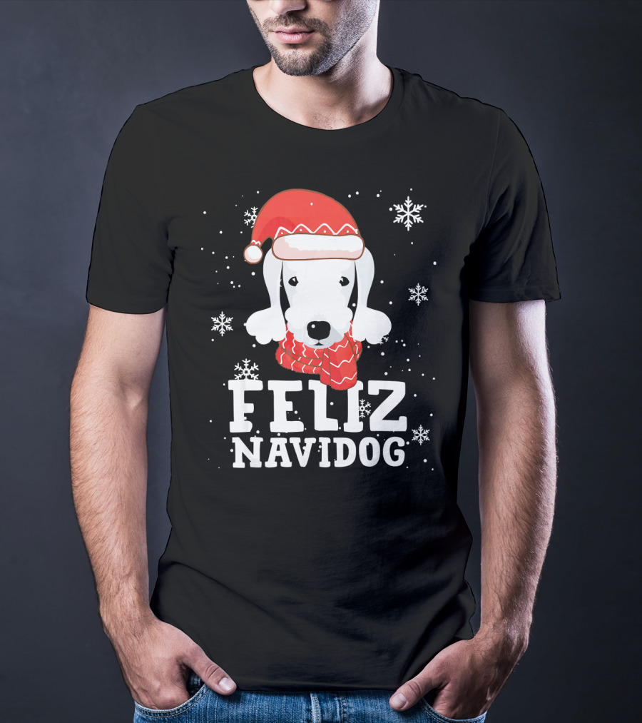 Feliz Navidog Bedlington Terrier Christmas Holiday Fun T-Shirt