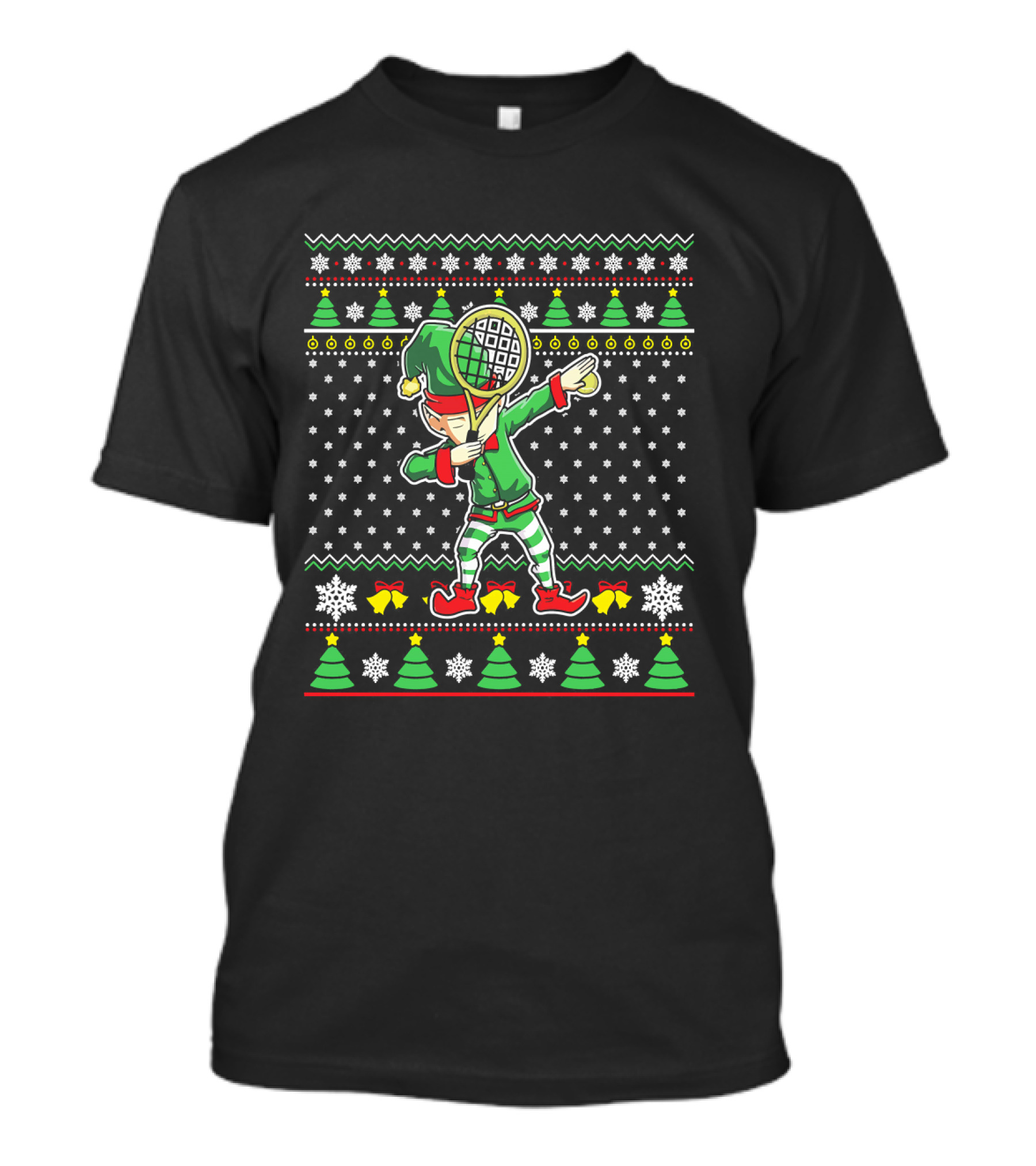 ELF Dabbing Tennis Dance Ugly Christmas T-Shirt