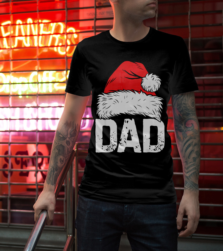 Dad Santa Hat Christmas Family Match T-Shirt
