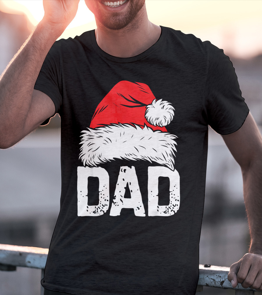 Dad Santa Hat Christmas Family Match T-Shirt