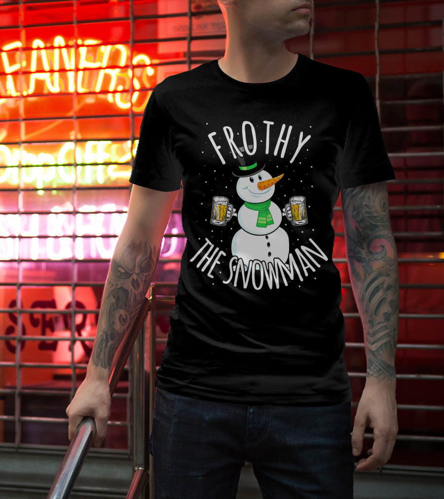 Frothy The Snowman Funny Christmas Beer T-Shirt