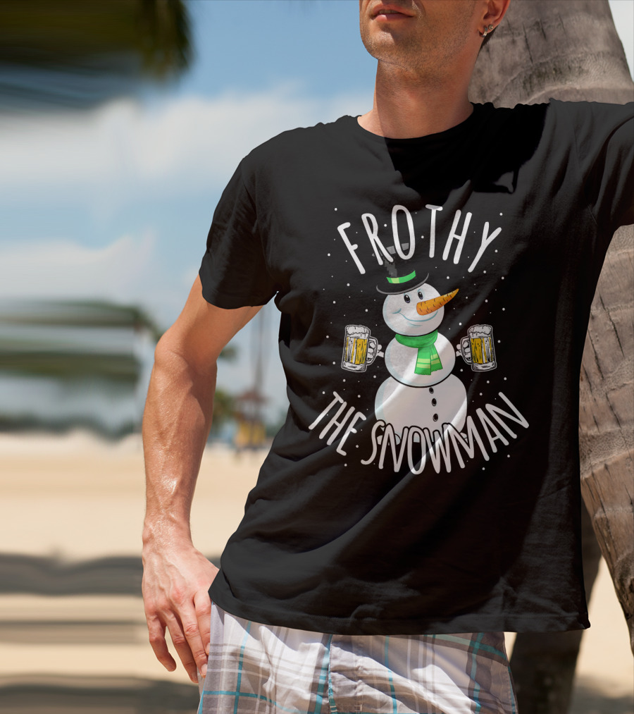 Frothy The Snowman Funny Christmas Beer T-Shirt