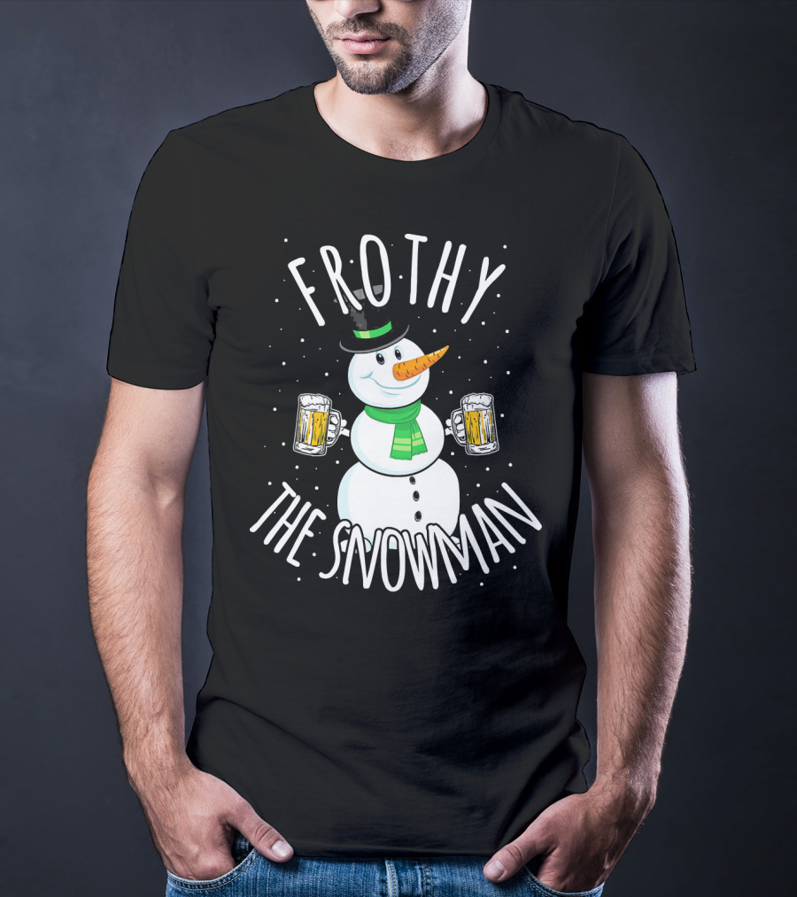 Frothy The Snowman Funny Christmas Beer T-Shirt