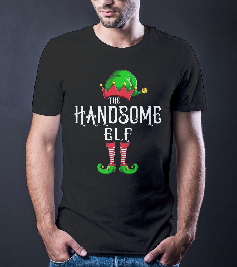 The Handsome Elf Christmas Costume Hat And Shoes T-Shirt