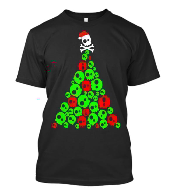Christmas Santa Skull Tree Holiday T-Shirt