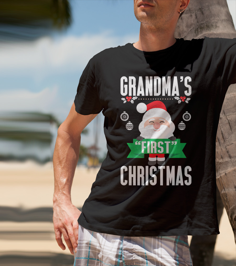 Grandma's First Christmas Santa Holiday Humor T-Shirt
