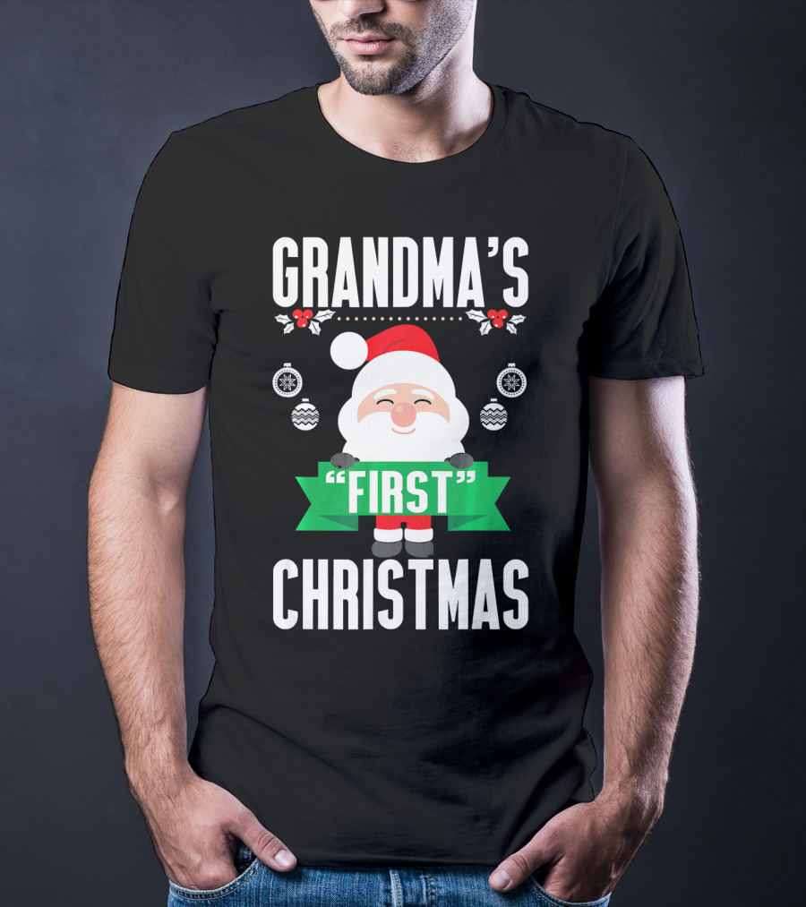 Grandma's First Christmas Santa Holiday Humor T-Shirt