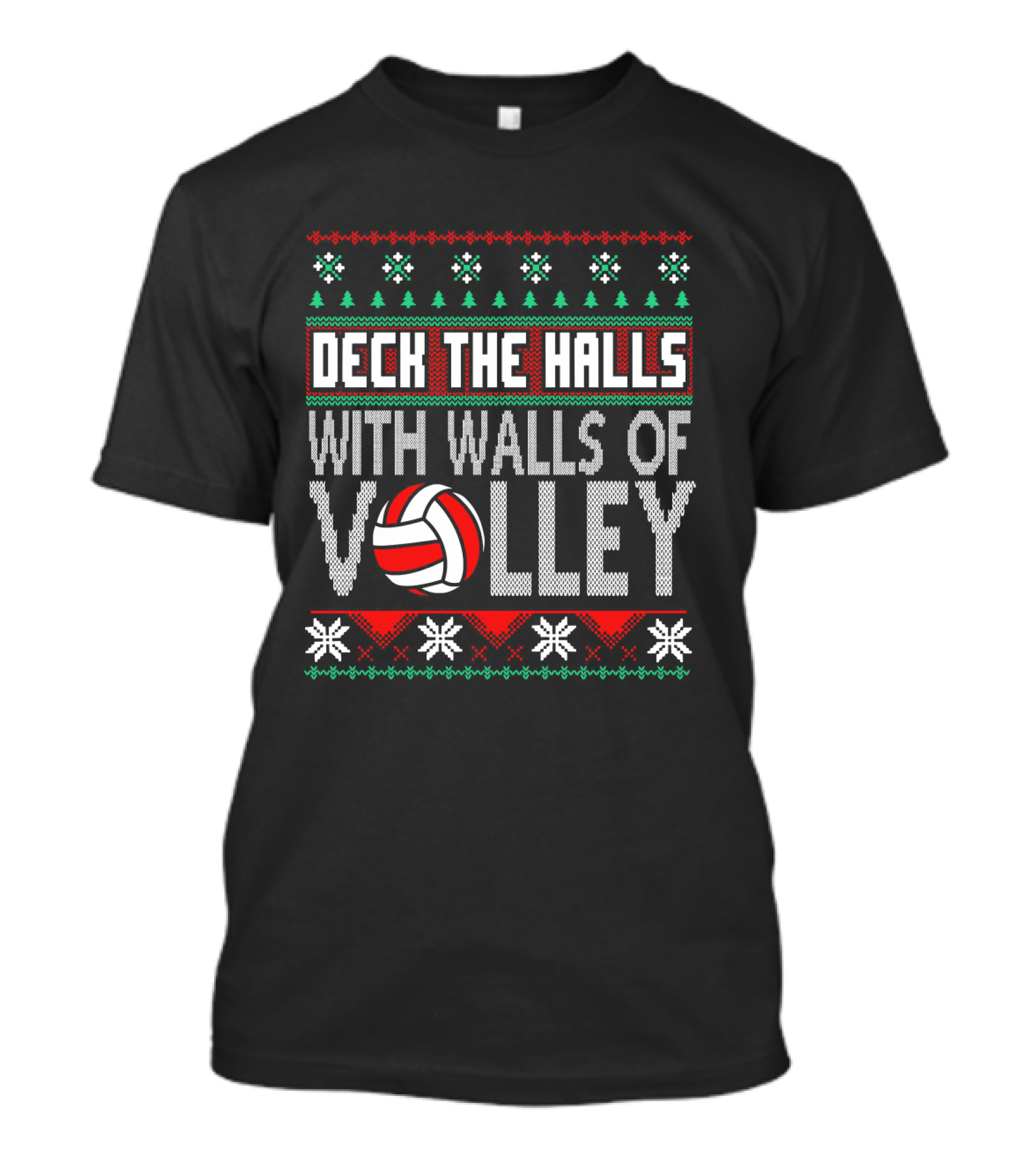 Deck The Halls With Walls Of Volley Volleyball Christmas T-Shirt