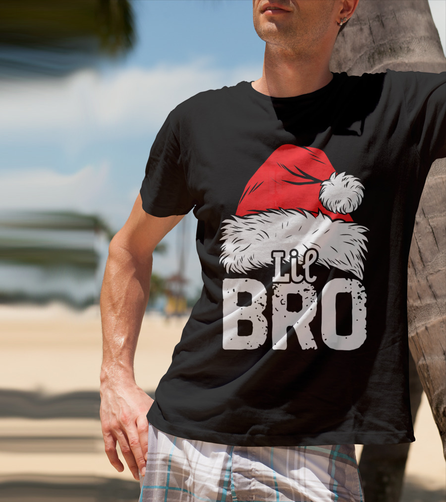 Lil Bro Santa Hat Christmas T-Shirt