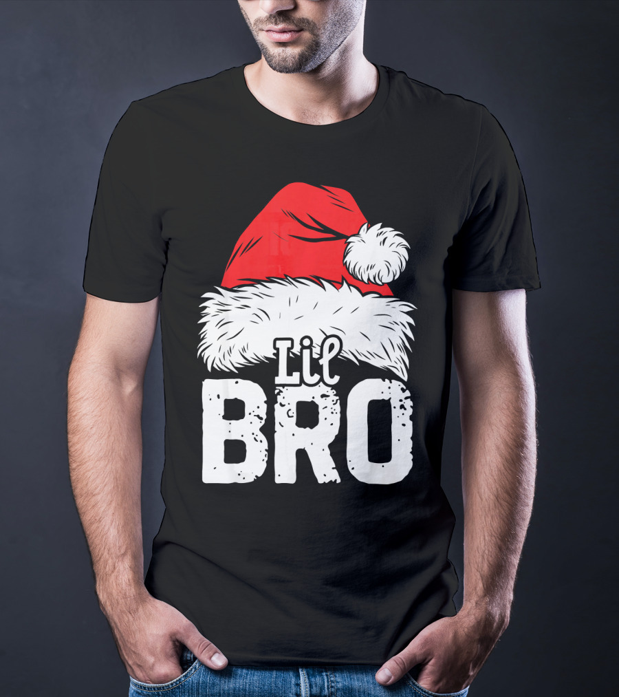 Lil Bro Santa Hat Christmas T-Shirt