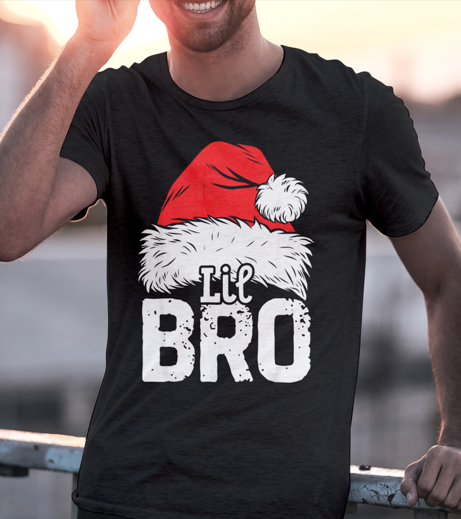 Lil Bro Santa Hat Christmas T-Shirt