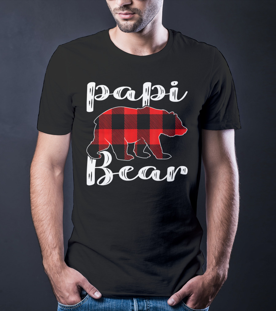 Papi Bear Plaid Christmas Matchin Buffalo Check T-Shirt
