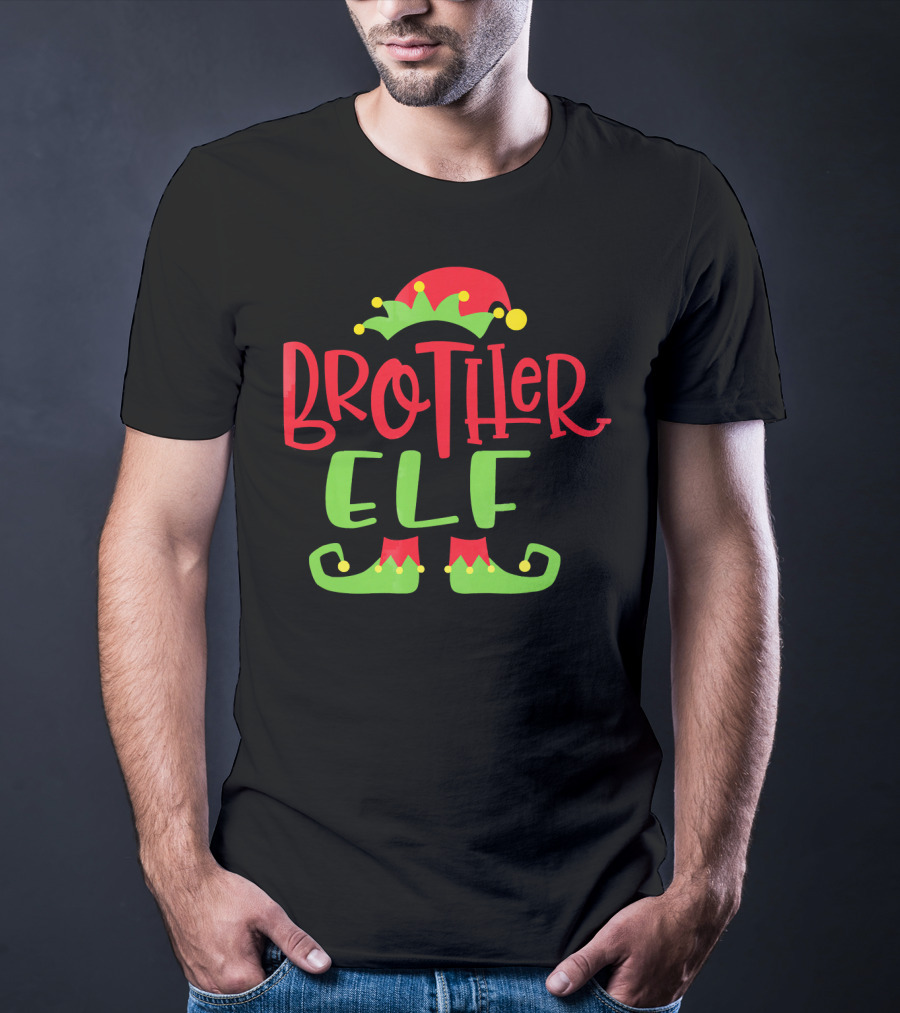 Brother Elf Christmas Hat And Shoes Festive Humor T-Shirt