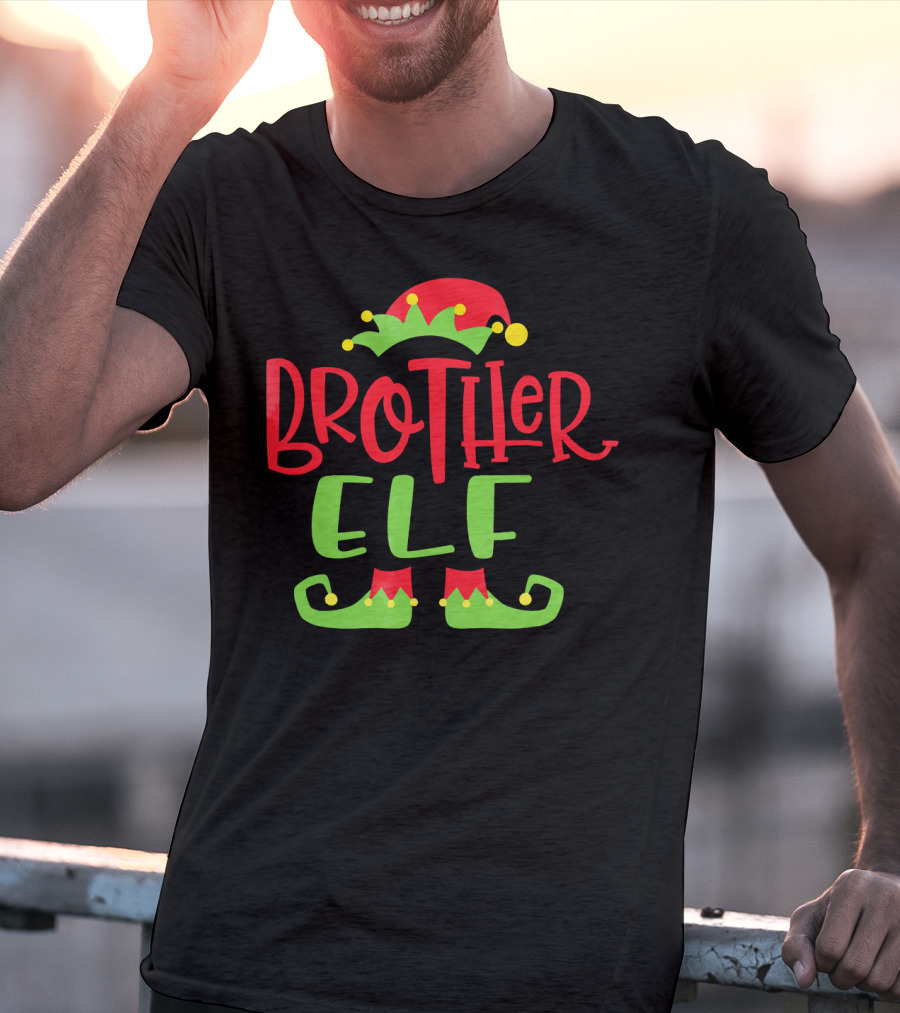 Brother Elf Christmas Hat And Shoes Festive Humor T-Shirt