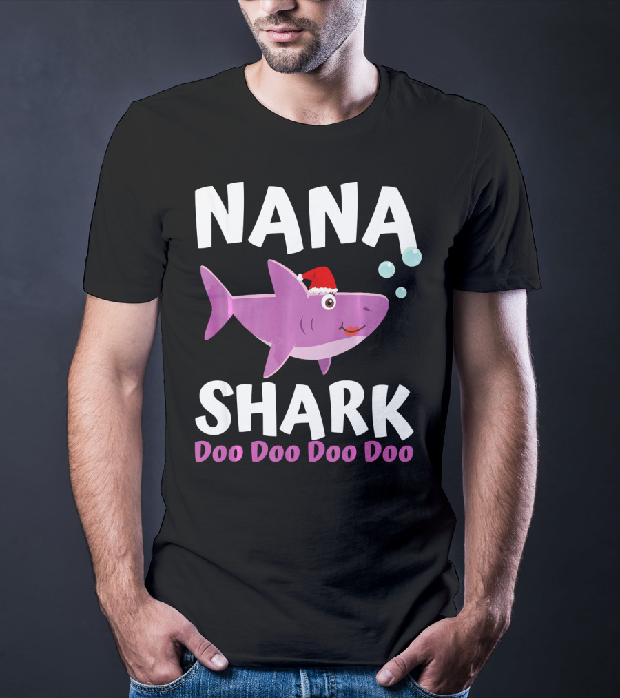 Nana Shark Doo Doo Doo Doo Christmas Santa Hat T-Shirt