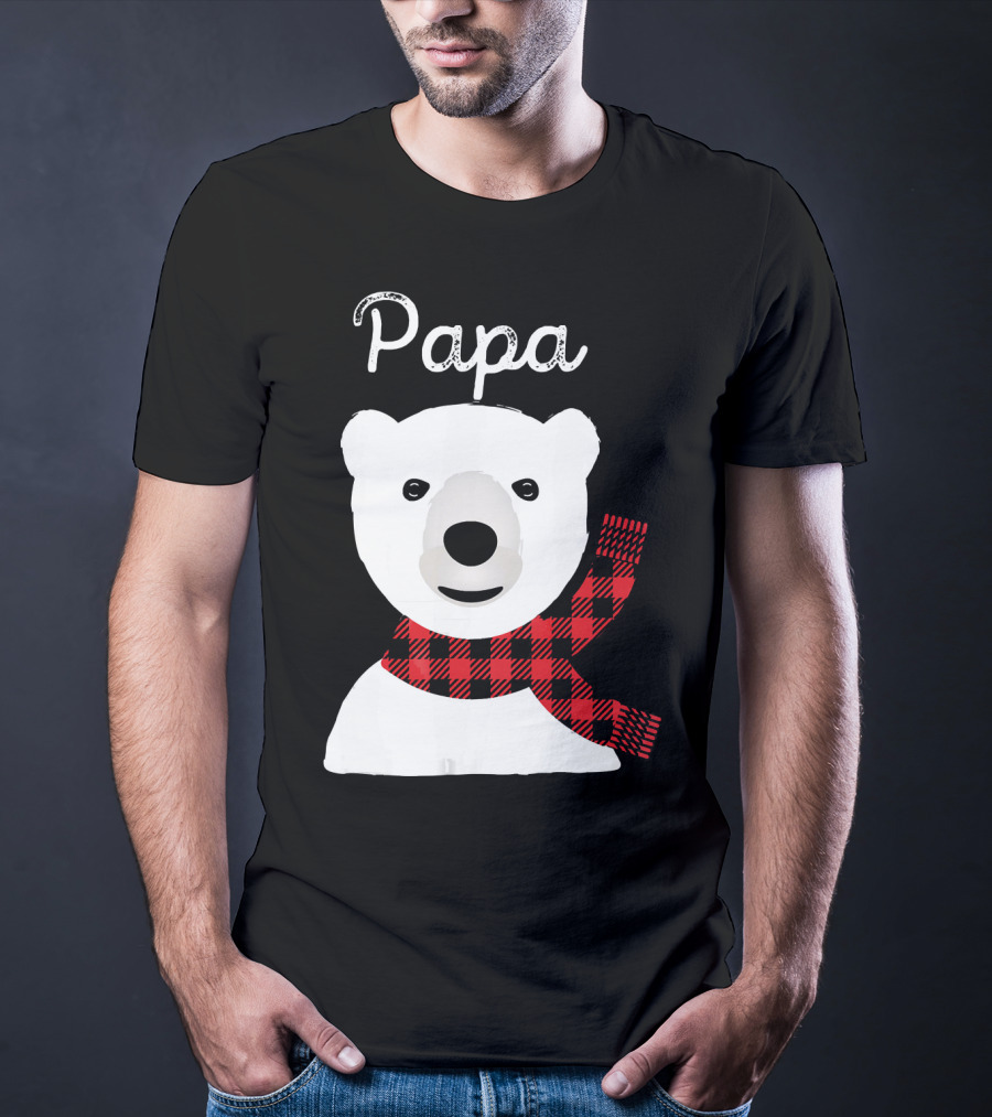Papa Bear Buffalo Check Christmas Family Matching T-Shirt