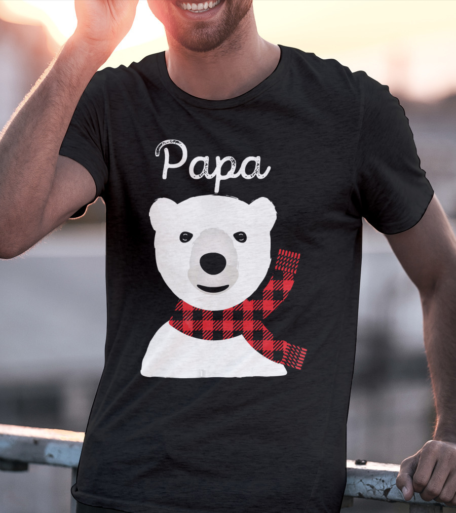Papa Bear Buffalo Check Christmas Family Matching T-Shirt