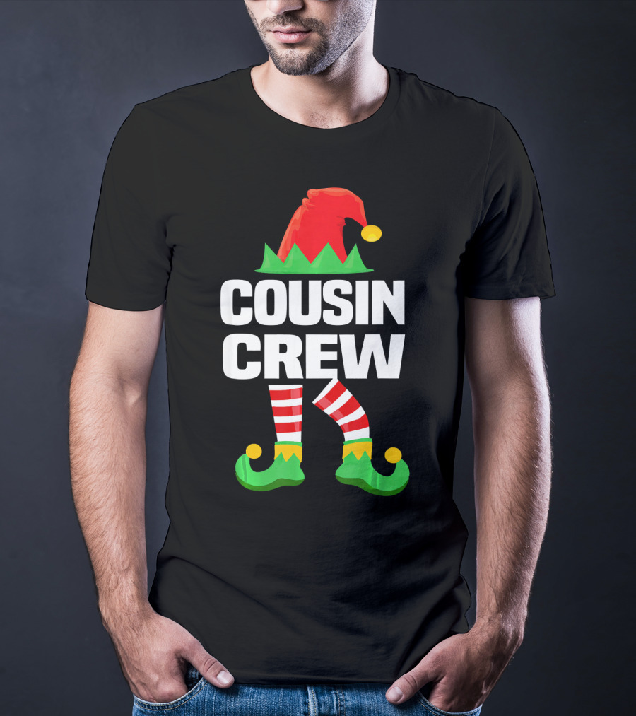 Cousin Crew Elf Hat Striped Legs Christmas T-Shirt