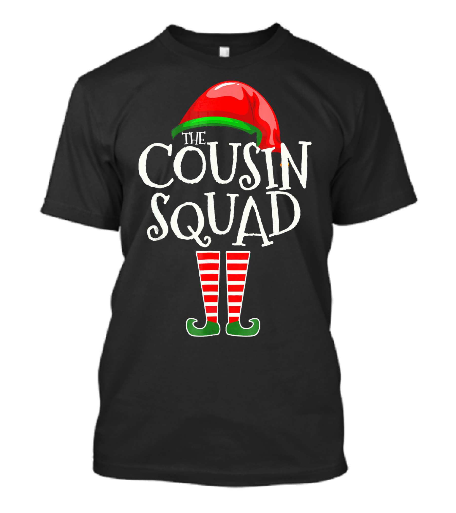 THE COUSIN SQUAD ELF HAT AND STRIPED LEGS T-Shirt