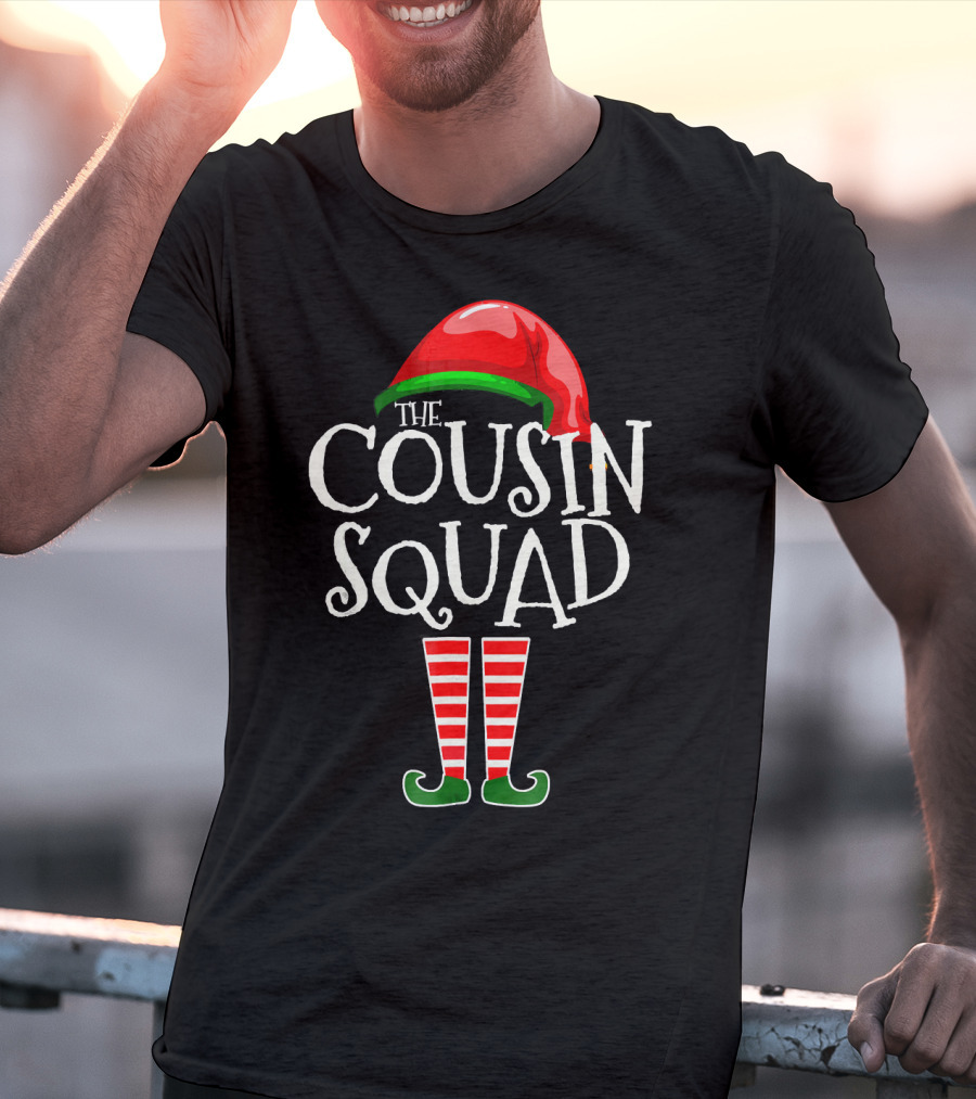 THE COUSIN SQUAD ELF HAT AND STRIPED LEGS T-Shirt
