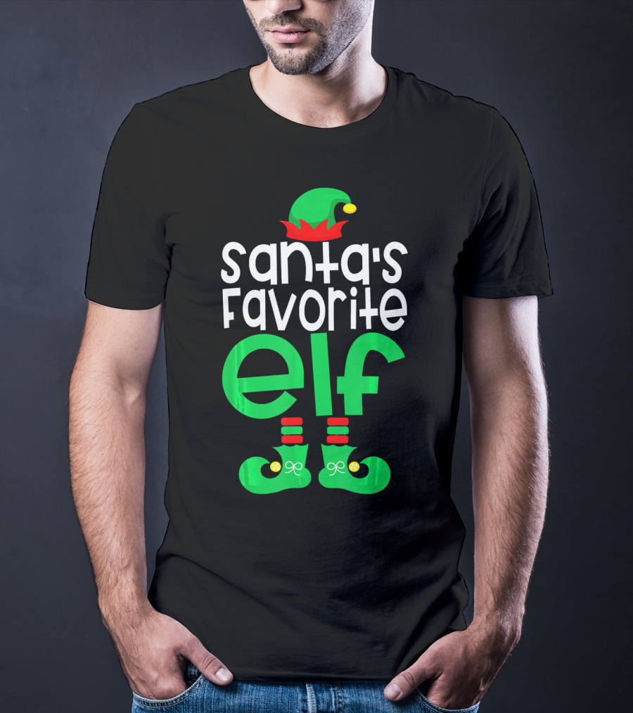 Santa's Favorite Elf Festive Outfit With Hat And Shoes T-Shirt