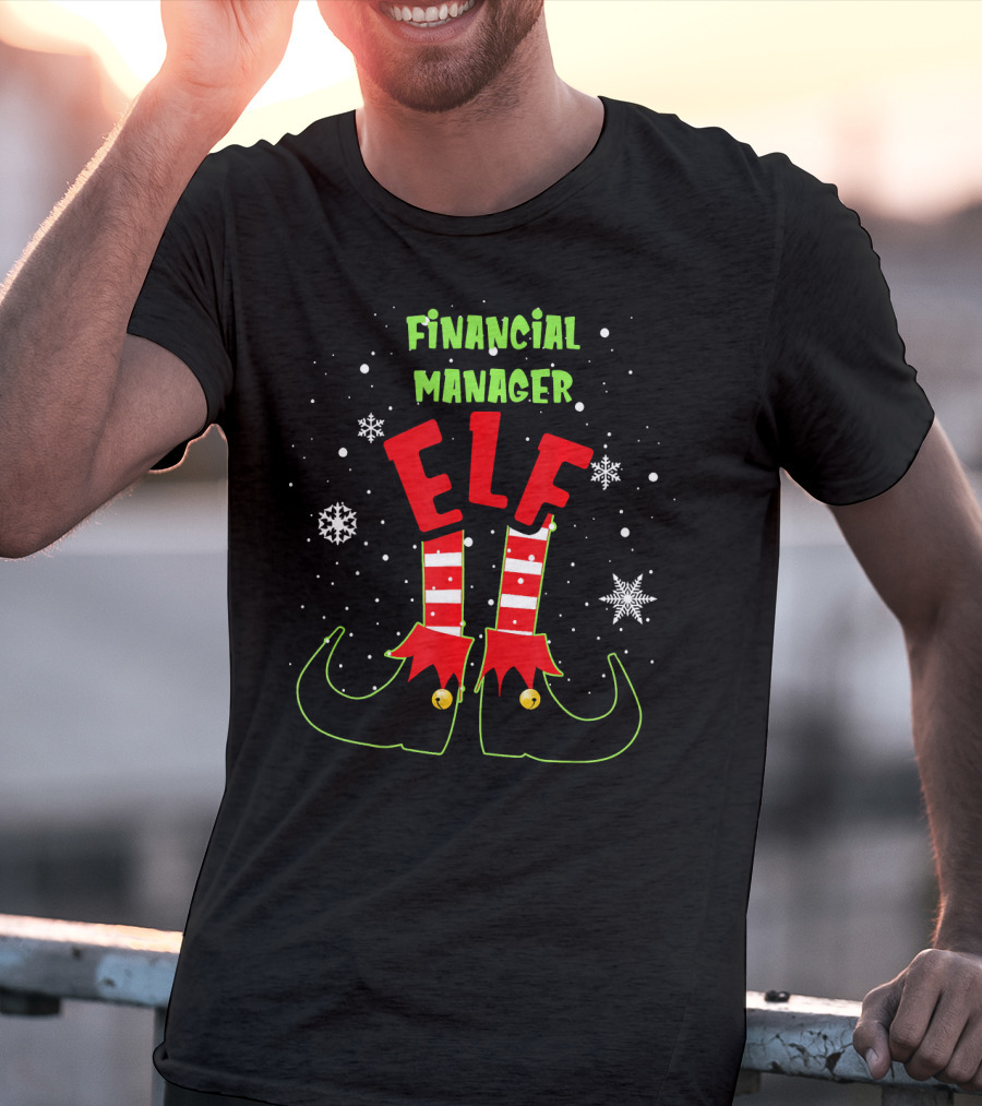 Financial Manager Elf Christmas Snowflake Striped Socks T-Shirt
