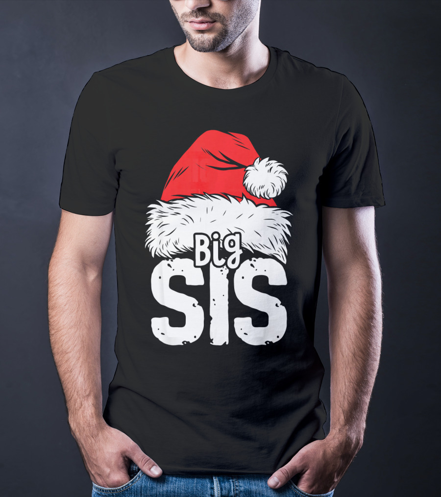 Big Sis Christmas Santa Hat Family T-Shirt