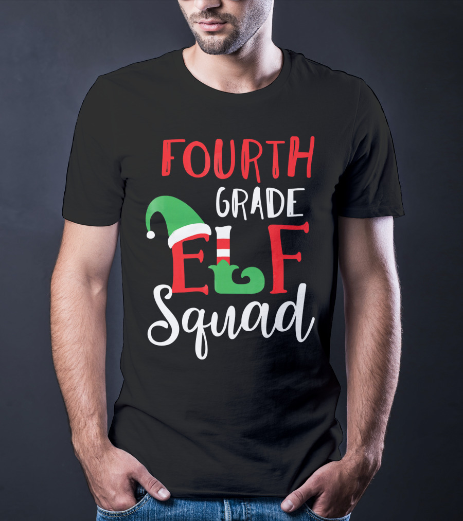 Fourth Grade Elf Squad Christmas Teacher T-Shirt