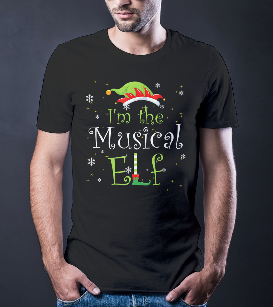 I'm The Musical Elf Snowflakes And Holly Hat T-Shirt