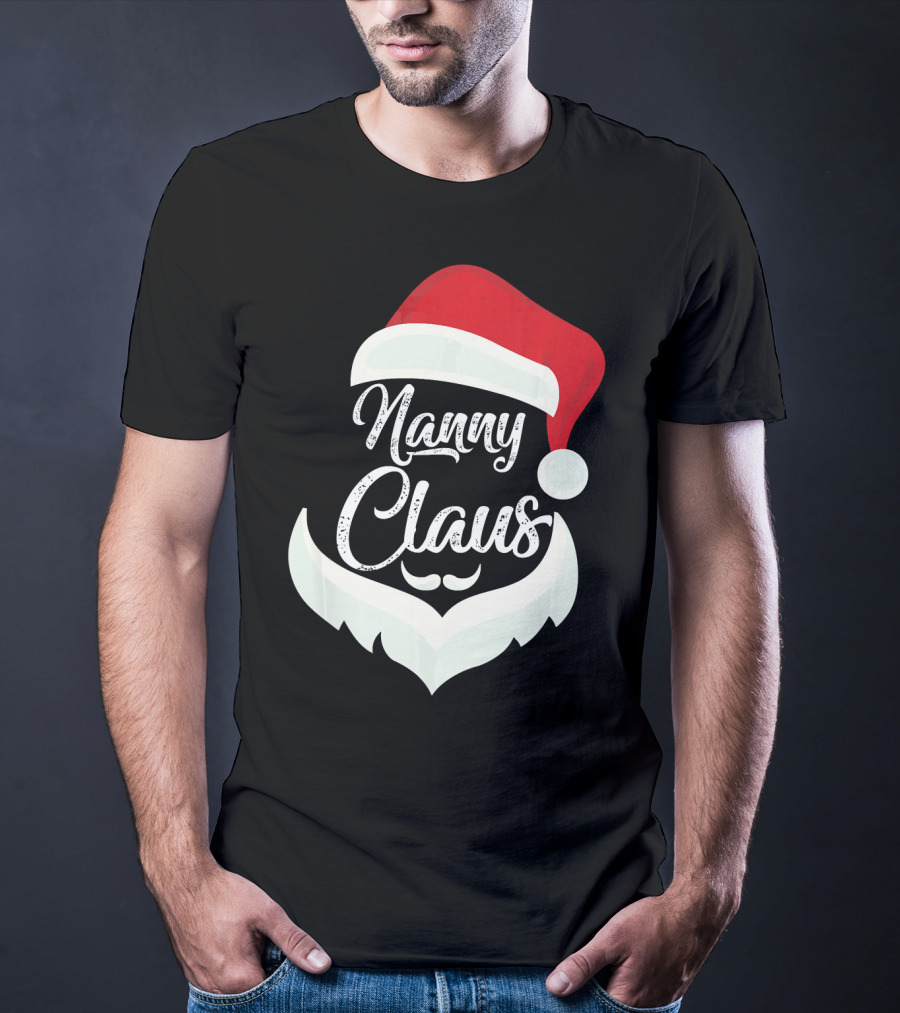Nanny Claus Santa Hat And Beard Christmas T-Shirt