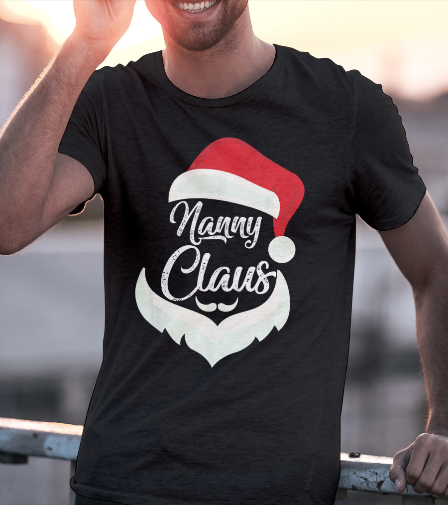 Nanny Claus Santa Hat And Beard Christmas T-Shirt