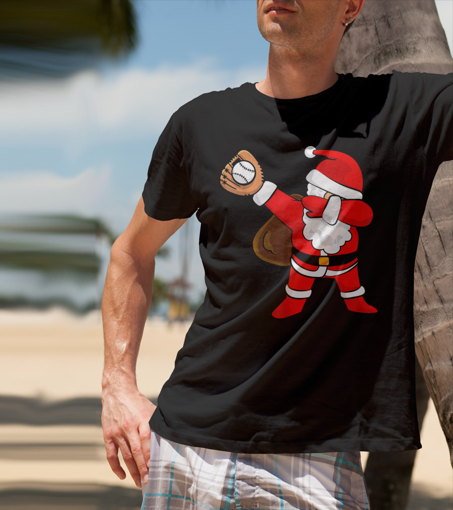 Santa Dabbing With Baseball Glove T-Shirt