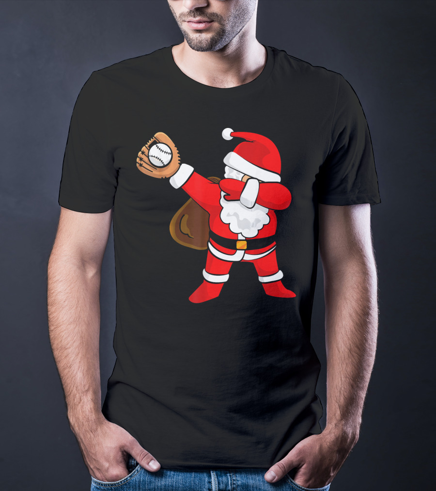 Santa Dabbing With Baseball Glove T-Shirt