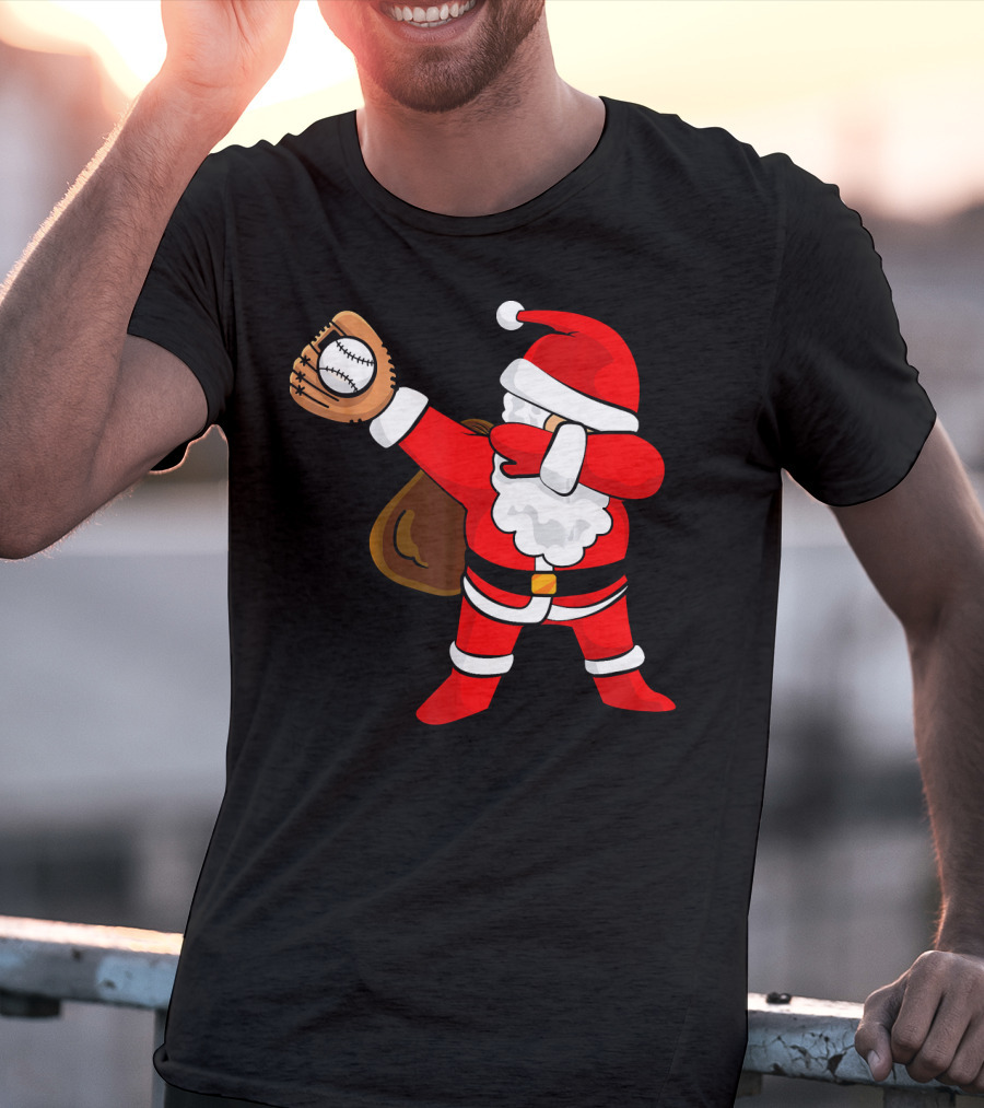Santa Dabbing With Baseball Glove T-Shirt