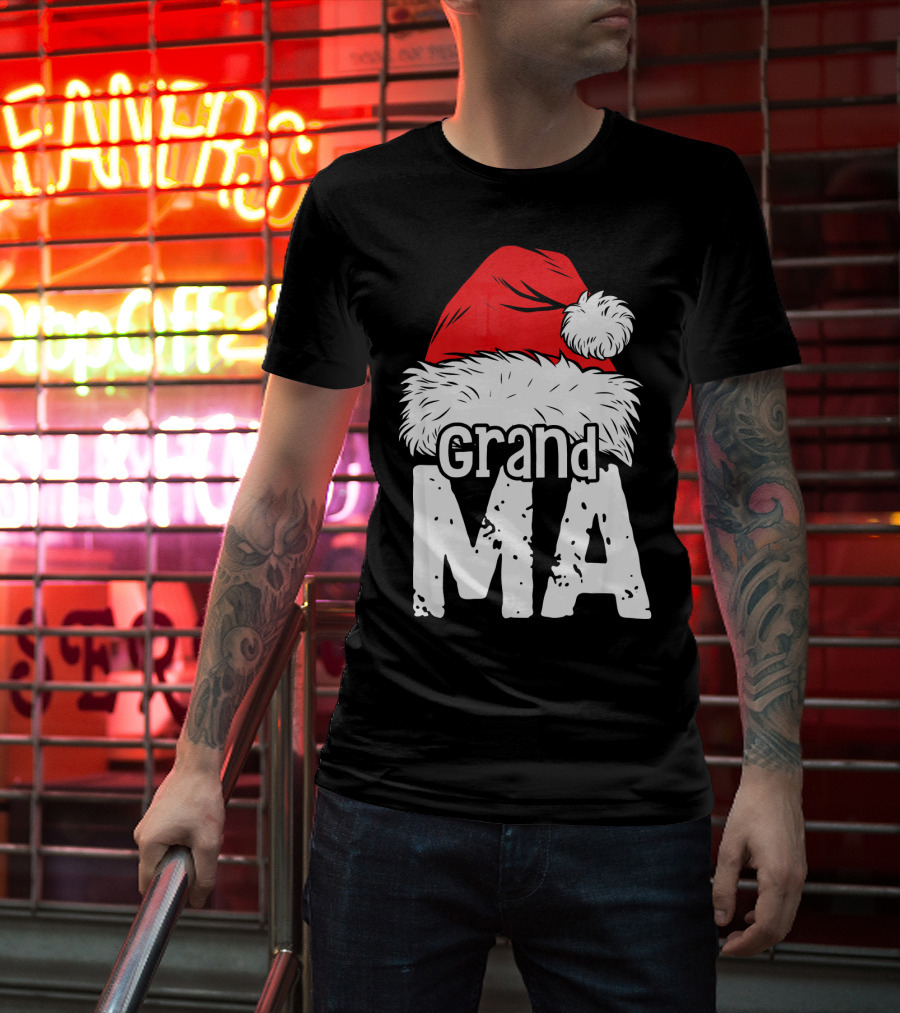 Grandma Santa Christmas Hat Family T-Shirt