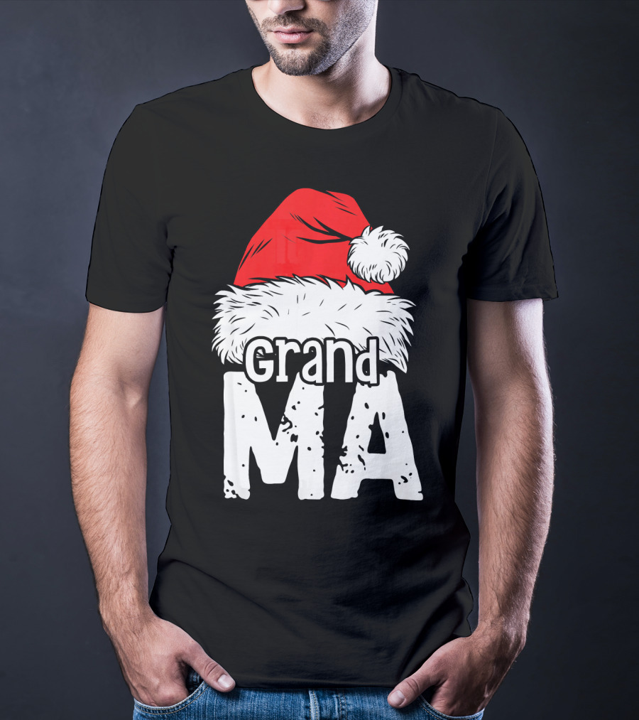 Grandma Santa Christmas Hat Family T-Shirt