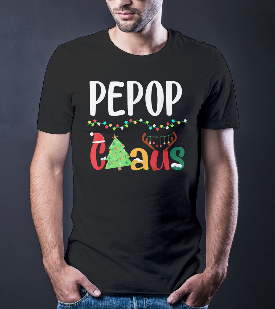 Mens PePop Claus Funny Xmas Santa Grandpa T-Shirt