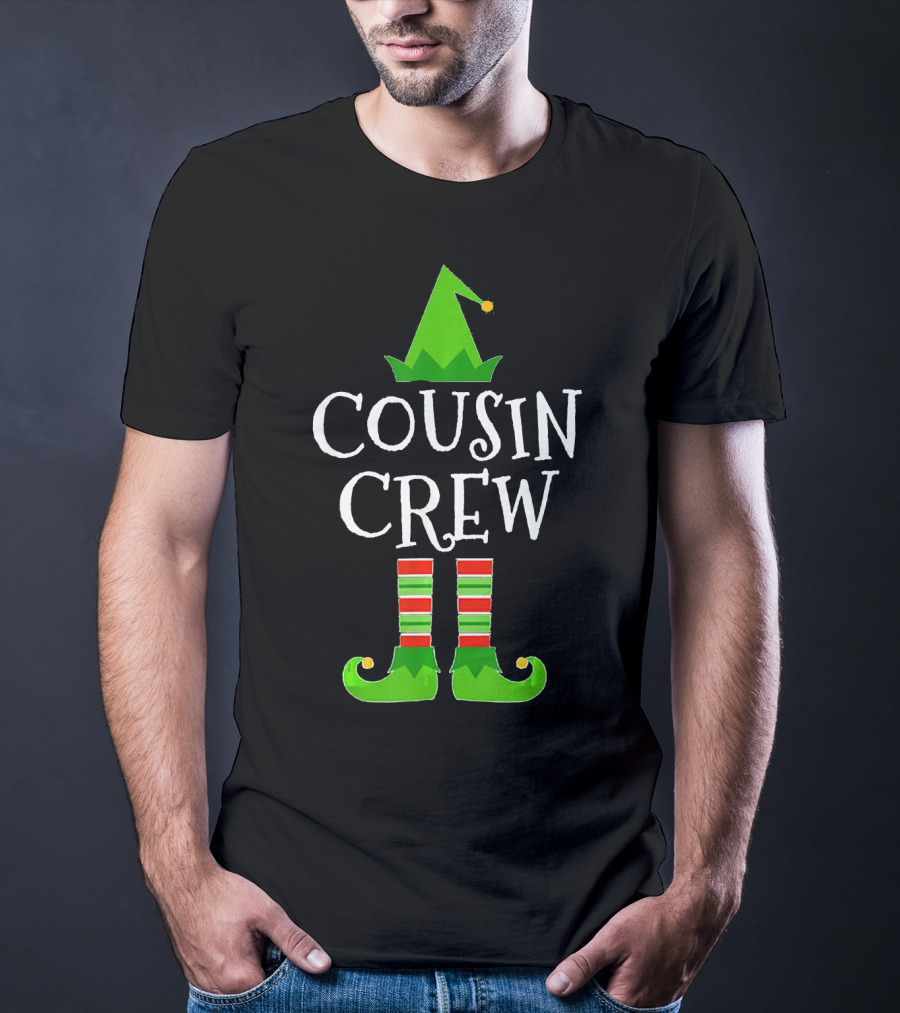 Cousin Crew Elf Hat And Striped Stockings Family Group T-Shirt