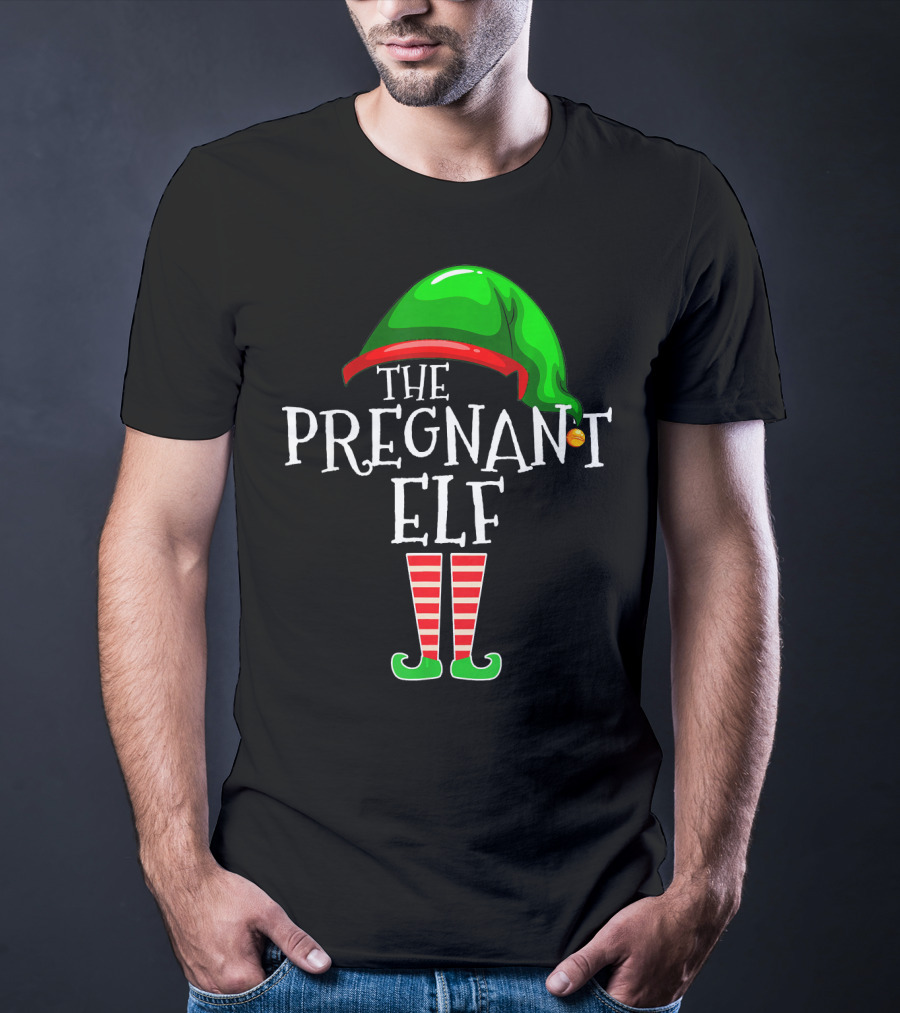 The Pregnant Elf Family Matching Group Christmas Costume T-Shirt