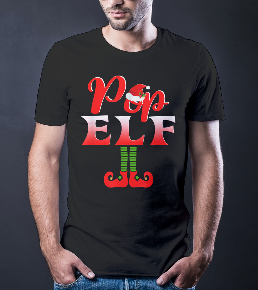 Pop Elf Santa Hat Funny Christmas Group T-Shirt