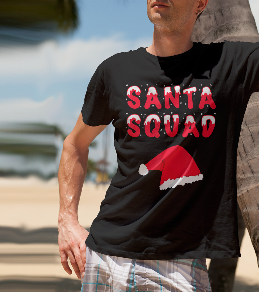 Funny Christmas Santa Squad Santa Hat T-Shirt