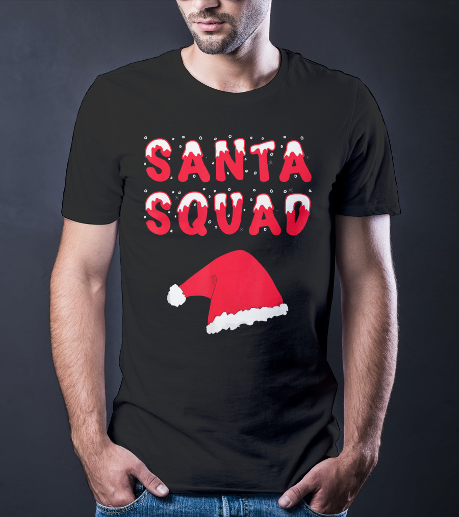 Funny Christmas Santa Squad Santa Hat T-Shirt