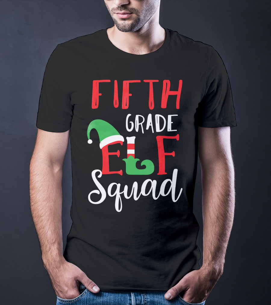Fifth Grade Christmas Elf Squad Teacher T-Shirt