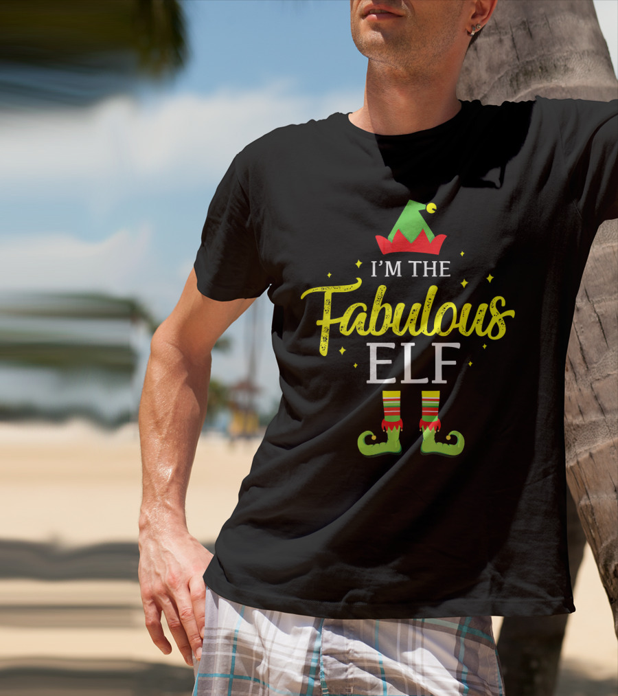 I'm The Fabulous Elf Matching Family Group Christmas Pajama Top T-Shirt