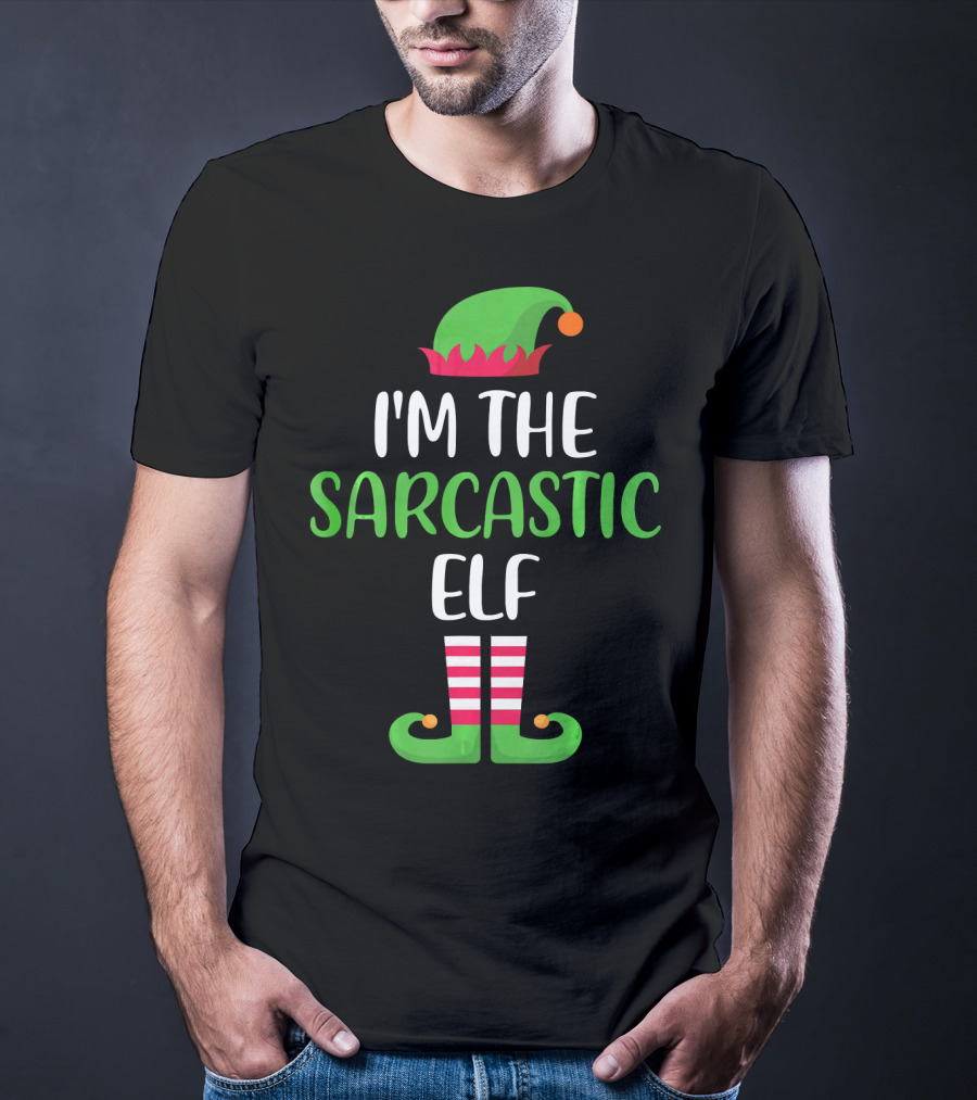 I'm The Sarcastic Elf With Green Hat And Striped Shoes T-Shirt