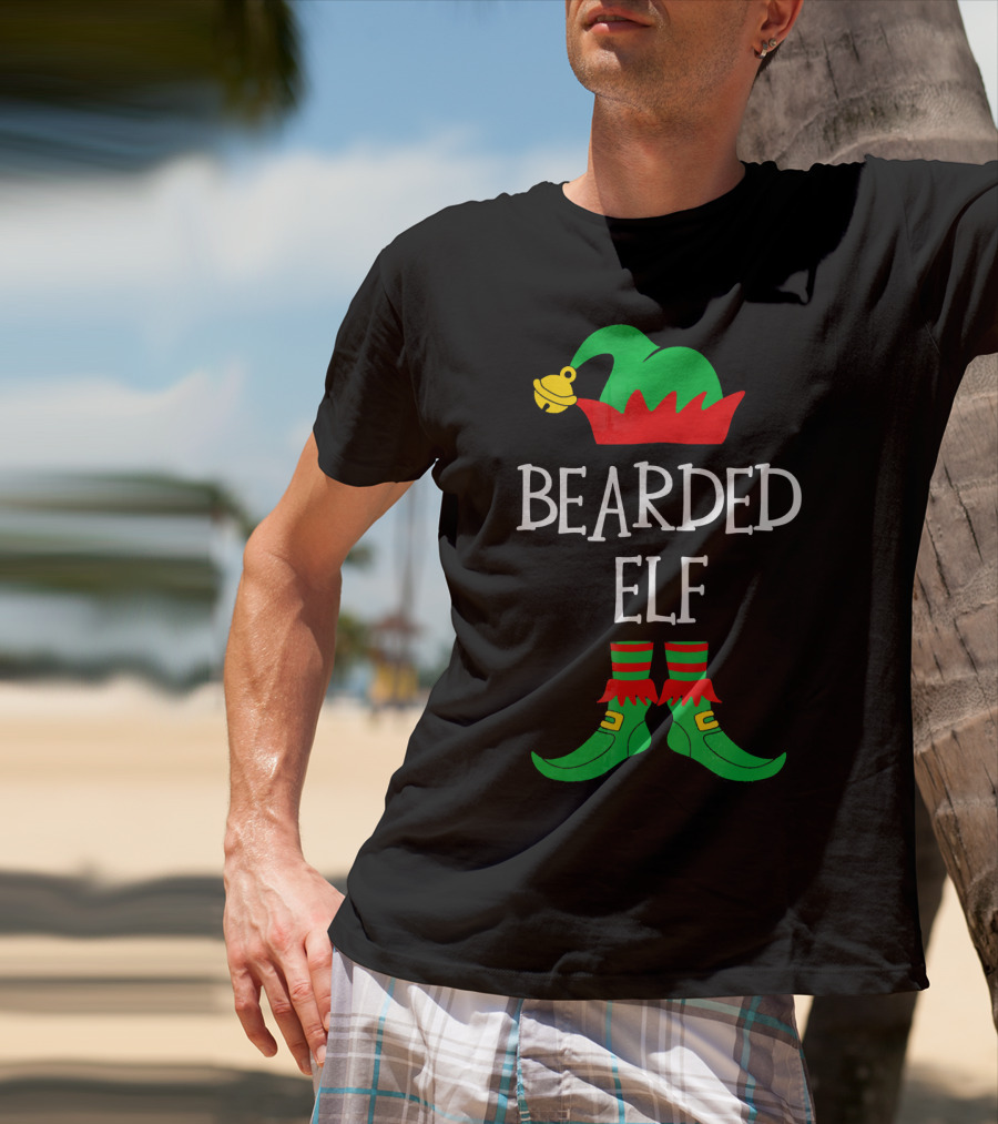 BEARDED ELF Matching Family Group Christmas Costume T-Shirt